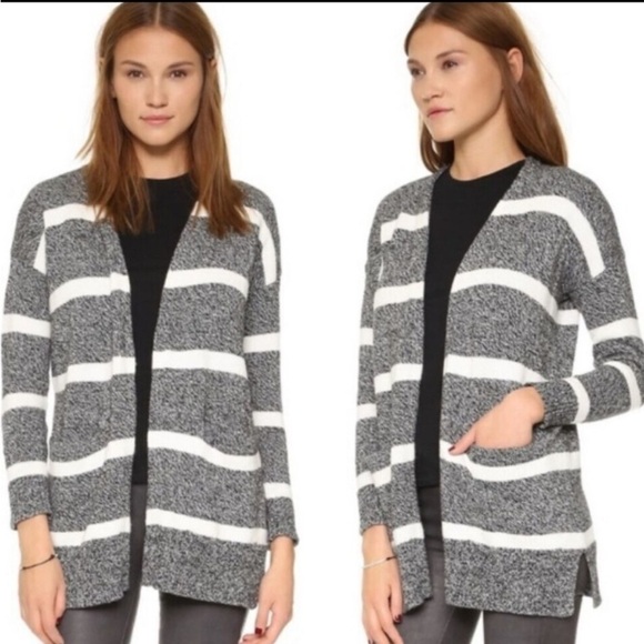 Madewell Sweaters - MADEWELL GREY WHITE CHUNKY KNIT OVERSIZED DUSTER LONG SWEATER CARDIGAN small